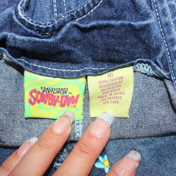 Vintage Scooby Doo Denim Overalls Kids Cartoon Baggy 90s Y2K Size 16 XL - Picture 13 of 14